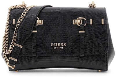 GUESS schoudertas Leona Convertible Xbody Flap Black zwart