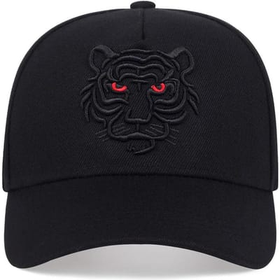 Vrijetijds Trucker Caps Unisex Snapback HoedenNieuw Katoen Zwart Tijger Borduurwerk Baseballpet Mannen Vrouwen Hip Hop Hoed Zomer (black,Adjustable) zwart