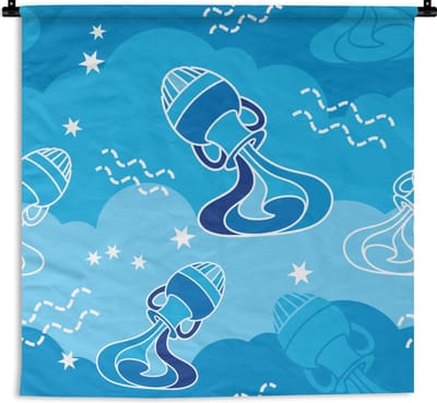 Wandkleed - Wanddoek - Aquarius - Design - Zodiac - 90x90 cm - Wandtapijt