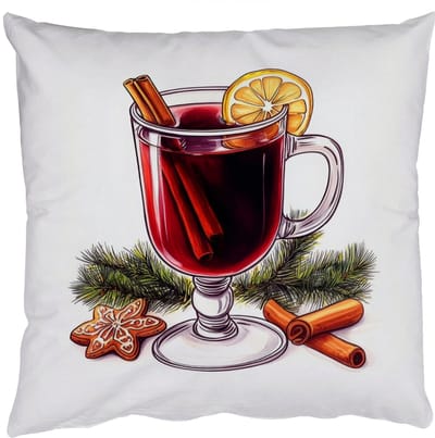 Sierkussens - Kussentjes Woonkamer - 50x50 cm - Wijn - Drinken - Gluhwein - Winter - Illustratie - Kerst