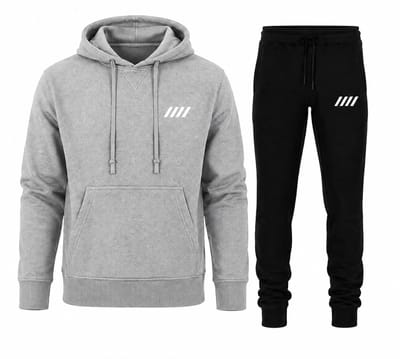 Trainingspak Heren – Hoodie met Capuchon & Sportbroek – Katoen – Joggingpak Heren - Grijs - XS