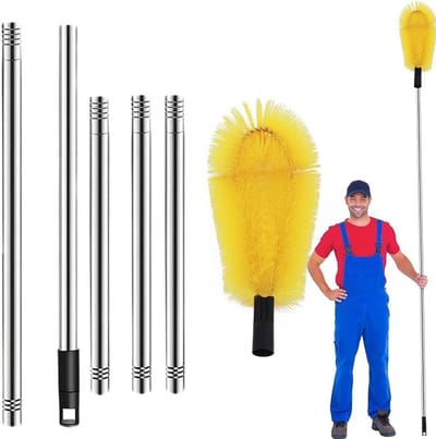 Telescopische Gootreiniger - Gootborstel - Dakgoten Schoonmaken - Verstelbare Lengte - 2.35 m - Set B