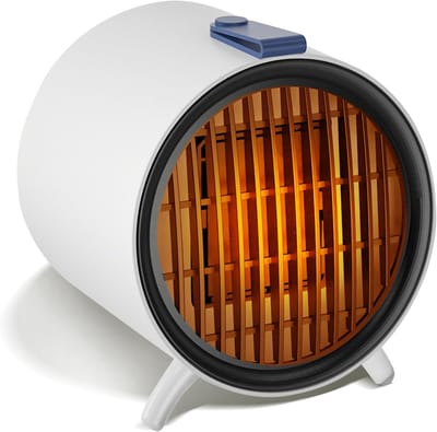 Draagbare elektrische radiator, keramische blazerradiator, met oververhittingbescherming en anti-omstotenfunctie. Energiebesparende keramische blazerradiator, geschikt voor bureaus en slaapkamers. 2 meter voedingskabel.