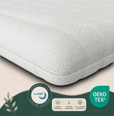 Easy Bedden® Hotel Topper 110x220 - Topdekmatras - Hotel Kwaliteit - HR45 Koudschuim - Circa 6 cm dik - Luxe afritsbare premium tijk