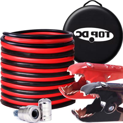 TOPDC 2 gauge 20 voet jumperkabels met UL-Listed klemmen voor auto, SUV en vrachtwagens batterij, zware automotive boosterkabels voor het starten van dode of zwakke batterijen met draagtas