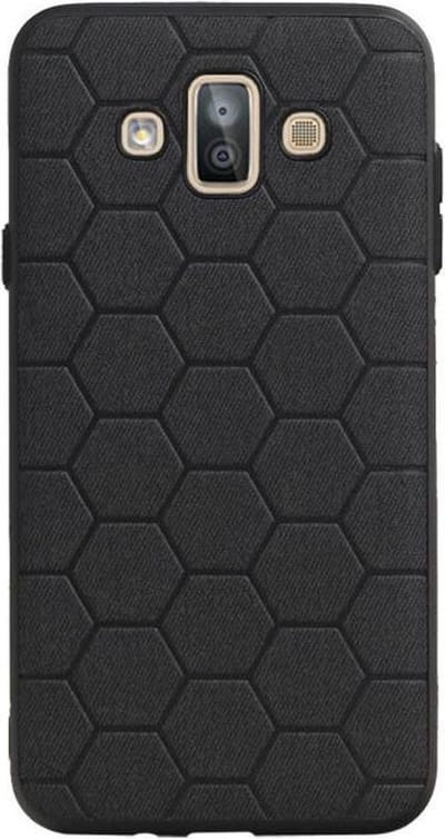Zwart Hexagon Hard Case - achterkant hoesje voor Samsung Galaxy J7 Duo J720F