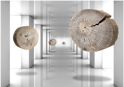 Fotobehangkoning - Behang - Vliesbehang - Fotobehang - Inventive Corridor - Boomstam - 3D Tunnel - 150 x 105 cm