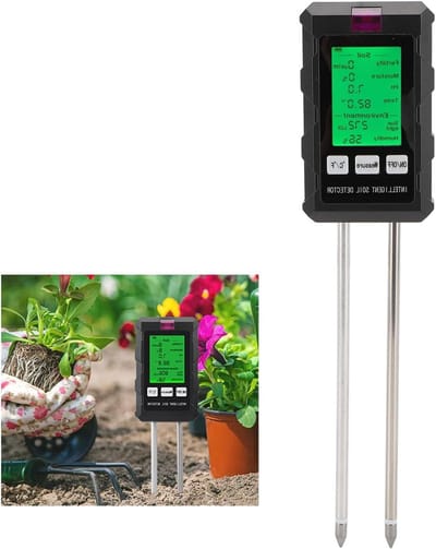Bodemmeter 6-in-1 - Planten tester - Planten verzorgen - Draaibare kop - 222 cm - Zwart