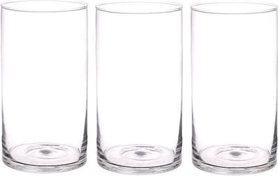 Bellatio flowers & plants Vaas - 3x - cilinder - transparant - glas - 16 x 30 cm - bloemenvaas
