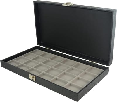Vitrine Sieraden Display - Sieraden Koffer Inzet - Sieraden Presenteren - Massief Houten Deksel - 375mm x 211mm - Grijs