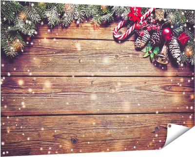 Gards Tuinposter Kerst Sfeer Achtergrond met Dennenbomen - 150x100 cm - Tuindoek - Tuindecoratie - Wanddecoratie buiten - Tuinschilderij