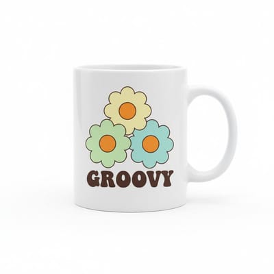 Groovy Flower Power Koffiemok – Retro Bloemen Design Keramische Mok – 330 ml