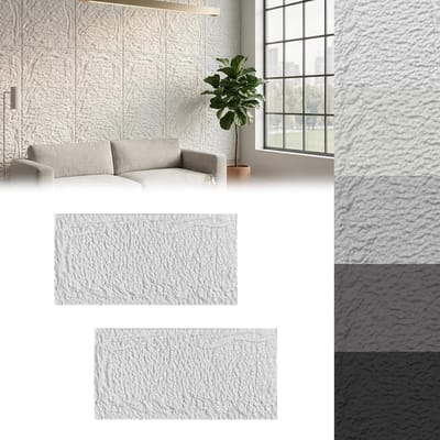 3D Muurpaneel Steenlook 120x60x5 cm, 2 Stuks PU Zelfklevende Wandbekleding, Waterdicht Steenpaneel voor Keuken, Badkamer & Woonkamer, Type B - Wit - NAIZY