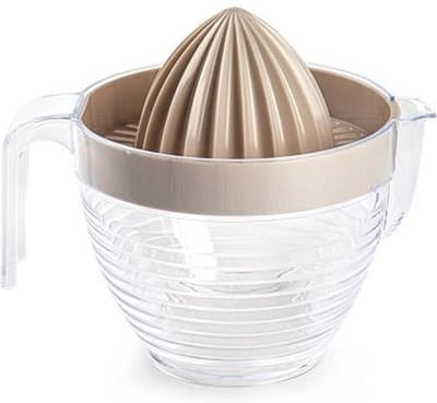 Plasticforte Sinaasappelpers/citruspers - Handmatig - kunststof - 16 x 13 cm - transparant/taupe