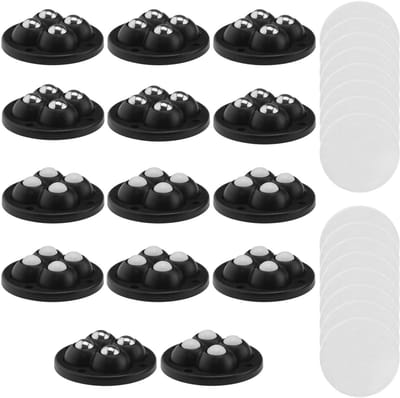 Dailygoods- Meubelwielen 16 Stuks - Zelfklevende Wielen - 4 Ballen Ontwerp - Duurzaam Kunststof/Nylon/Staald - 360° Rotatie - Zwart