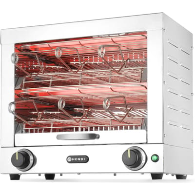 HENDI Tosti-apparaat – 2 lagen – 6 tostiklemmen – snelle verwarming – mechanische timer – roestvast staal