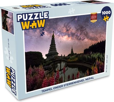 Puzzel Tempel onder sterrenhemel Nepal - Legpuzzel - Puzzel 1000 stukjes volwassenen