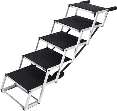 Hondenloopplank - Hondenopgang - Veilig Reizen - Opvouwbaar & Antislip - 5 Treden - Zwart