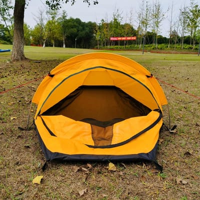 Tente de randonnée pour une personne, tente de bivouac, sac de couchage léger avec tissu de sol jaune