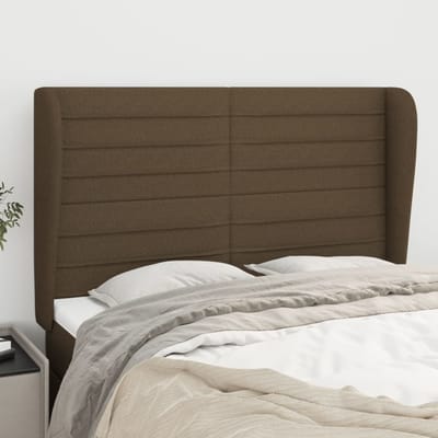 vidaXL - Hoofdbord - met - randen - 147x23x118/128 - cm - stof - donkerbruin