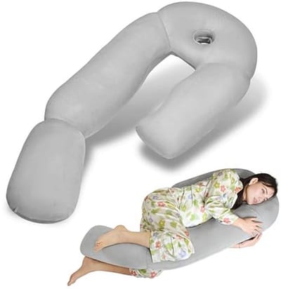 Zwangerschapskussen - U-vormig kussen - Comfortabel slapen - Oorpiercing ontwerp - 130 cm - Grijs