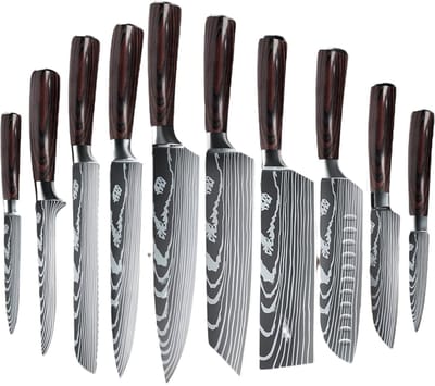 Nolad® Professionele Keukenmessen - 10-delige Messenset - japanse messen - Messensets