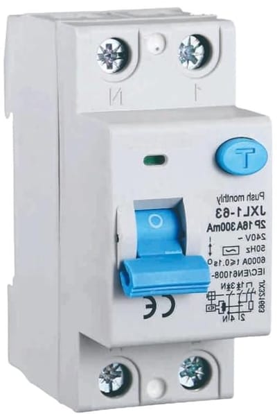 Aardlekschakelaar - Veiligheidsschakelaar - Elektrische veiligheid - Klasse A detectie - 2 Modulen - Grijs