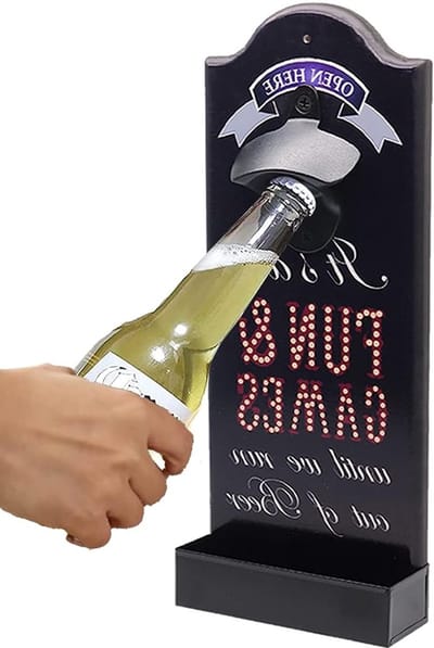 Muurbeugel Flessenopener met Verzamelbak in Antieke Stijl, Perfect voor Bar, Keuken en Feestjes, Ideaal Cadeau voor Bierliefhebbers