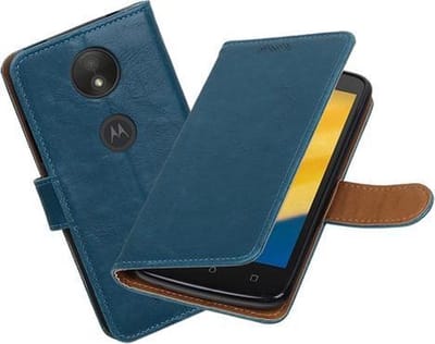 BestCases.nl Motorola Moto C Pull-Up booktype hoesje Blauw