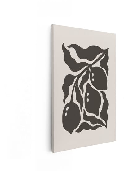 Artaza Canvas Schilderij Abstract Citroenen - 40x60 cm - Wanddecoratie Boho - Muurdecoratie Botanisch - Decoratie Woonkamer Minimalistisch