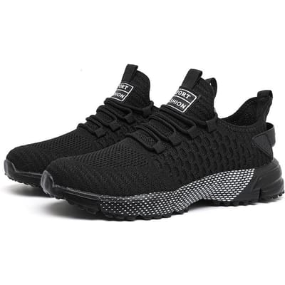 Heren Mesh Schoenen Uniek Ruitpatroon Trend Design Ademend Comfortabel Hardloopschoenen Zomer Nieuw Baanveld Basketbal Sportschoenen 36 black