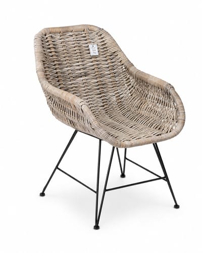 Rotan Stoel Lio - Relaxstoel metalen frame - Rotan tuinstoel - 57x57xH79 cm - Zithoogte 42 cm