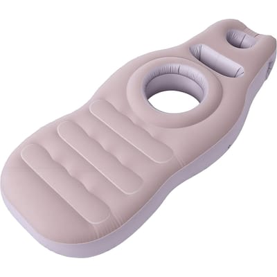 Oreiller gonflable avec trou pour la tête et le ventre en PVC floqué Matelas gonflable pour le ventre pour dormir sur le ventre gray