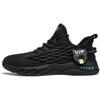Zachte Zool Dunne Mesh Ademende Kokos Sportschoenen door Vliegend Weven Zomer Dikke Zool Heren Hardlopen Casual Schoenen 44 black