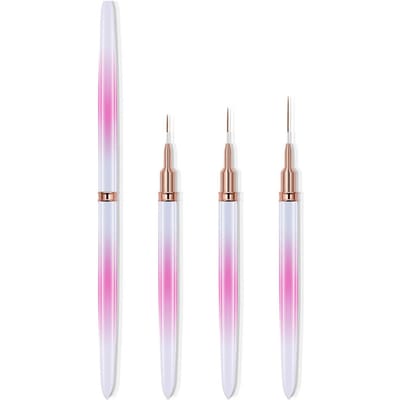 Ensemble de stylos et pinceaux à ongles, 3 pièces, brosse de revêtement pour Nail Art, peinture sur Gel UV, outil pour ongles en acrylique rose