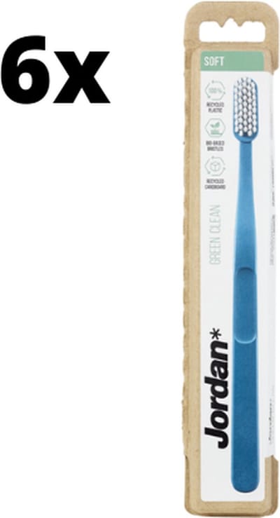 6x Jordan Tandenborstel Green Clean Soft - Voordeelverpakking