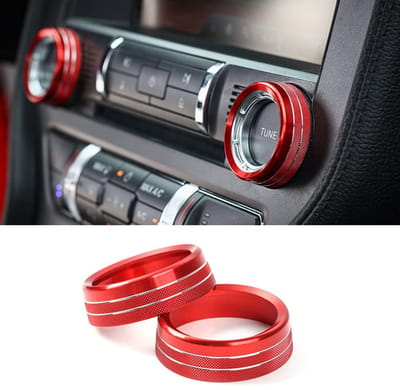 Dailygoody - Centrale A/C-knop - Stuurknop - Aluminiumlegering - Rood - Bediening voor airconditioning - Geschikt voor Ford Mustang 2015-2021