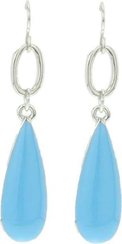 Behave - Oorbellen hanger blauw druppel zilverkleur - Zomerlook 4,5 cm