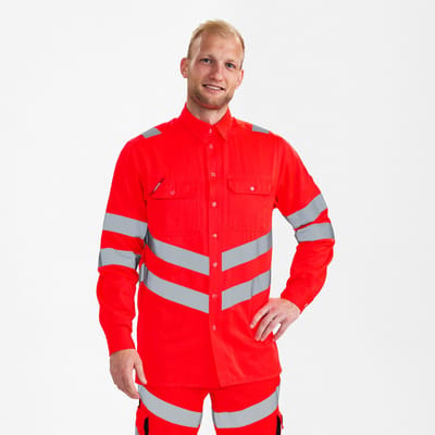 Engel Safety overhemd 7011-194 - Hi-vis Red - 37/38