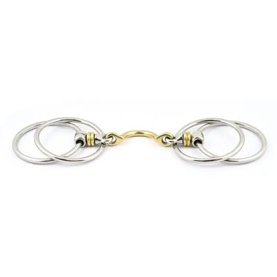 Mors 3 of 4 ringen voor paard met rollers en tongdoorvoer Jump'In