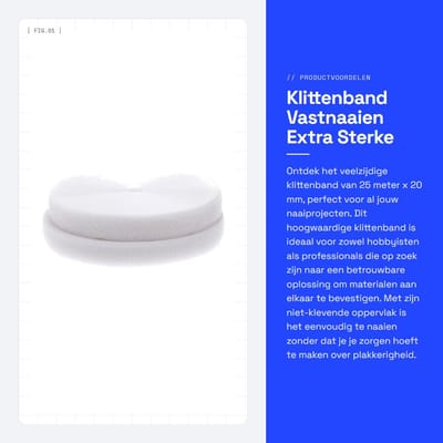 Dailygoods- Klittenband 25 meter x 20 mm - Extra Sterke Sluiting - Niet Klevend - Haak/Lus Band - Hoogwaardige Synthetische Vezel - Ideaal voor Handwerk - Haak-en-lusband
