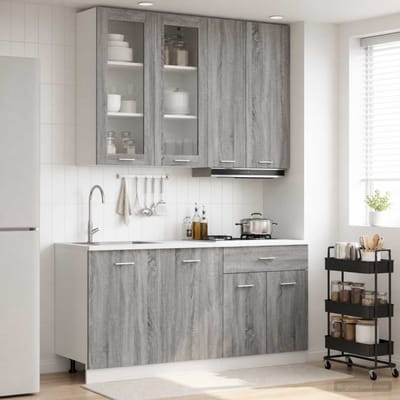 vidaXL - Keukenblok - LYON - 4 - st - Grijs - Sonoma - Bewerkt - hout