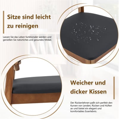 HAUSS SPOLE Eetkamerstoel - Set Van 2 - Vlinderrugleuning Met Gewatteerde Zitting - Voor Eetkamer En Woonkamer - Hout Zwart