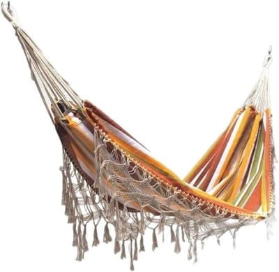 Katoenen Hangmat - Tuin Schommel - Buiten Ontspannen - Gewichtloos Gevoel - 200x150 cm - Naturel