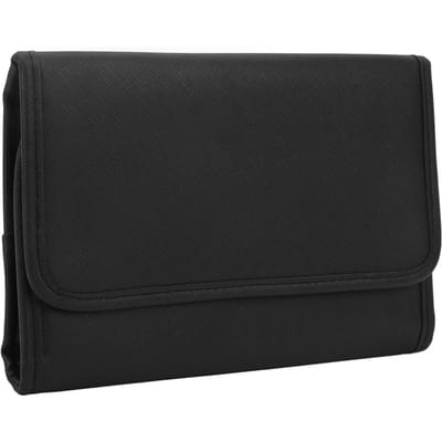 Trousse à Cosmétiques Noire Portable Légère Imperméable Durable Grande Capacité de Rangement Cuir PU Sac de Maquillage de Voyage black