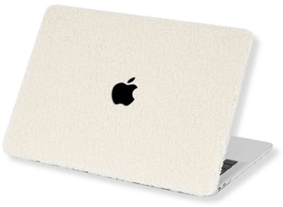 Lunso Geschikt voor MacBook Air 13 inch (2018-2020) cover hoes - case - Teddy Puffy Khaki
