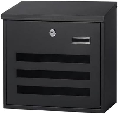 Wandbrievenbus - Postbak - Veilige Post Opslag - Afsluitbaar Staal - 34 x 10 x 32 cm - Zwart