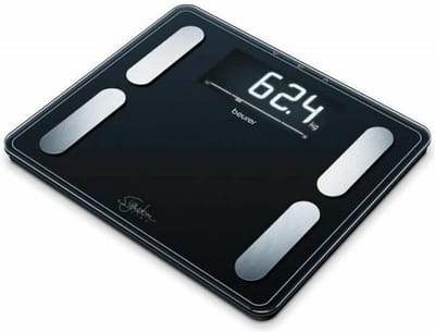 Beurer BF 410 SignatureLine Black Personenweegschaal - Uitgebreide lichaamsanalyse - Tot 200 kg - XXL verlicht display - Groot sta-oppervlak veiligheidsglas 30x35 cm - 10 Gebruikers - Automatische uitschakeling - Incl. batterijen - 5 Jaar garantie