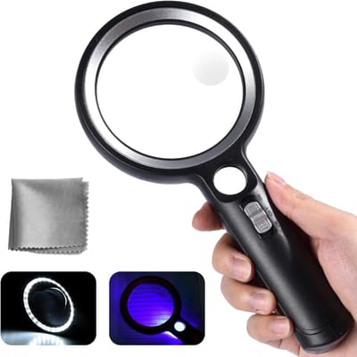 MKSS® Vergrootglas met Verlichting - Vergrootglas op Standaard - Loep - Vergrootspiegel voor Volwassenen en Kinderen - Zwart