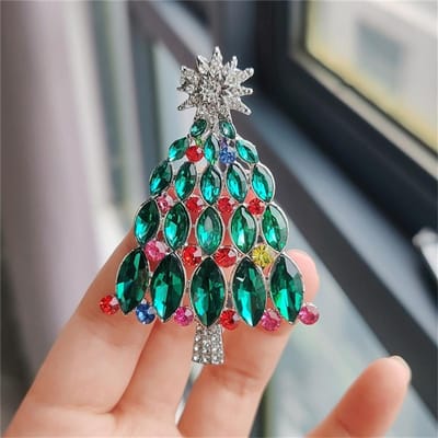 Groene En Modieuze Kerstboom Broche, Winter Veelzijdige Jas Trui Borstbloem Broche 1pcs gray